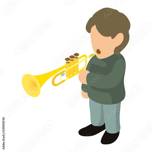 Trumpeter icon. Isometric illustration of trumpeter vector icon for web