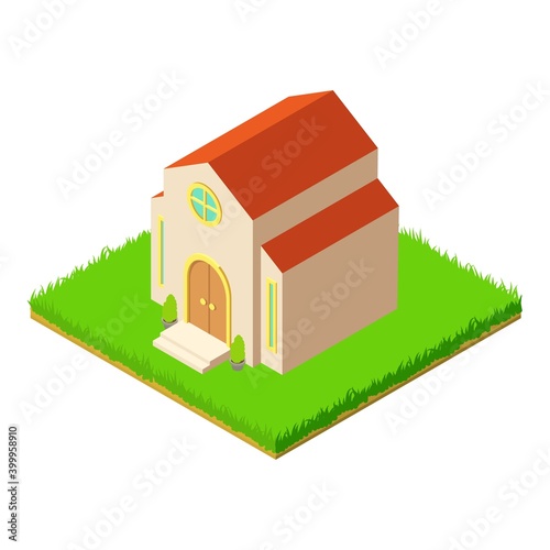 Modern church icon. Isometric illustration of modern church vector icon for web