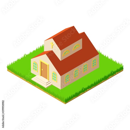 Wedding church icon. Isometric illustration of wedding church vector icon for web
