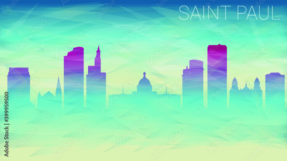 Saint Paul Minnesota. Broken Glass Abstract  Textured. Banner Background Colorful Shape Composition.