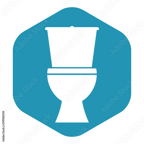 Toilet bowl. silhouette of a white toilet bowl on a blue polygon. Vector illustration isolated on white background for design and web.