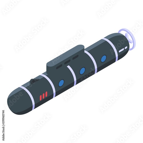 Military nuclear submarine icon. Isometric of military nuclear submarine vector icon for web design isolated on white background