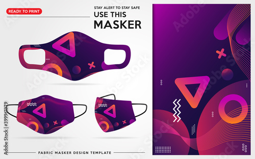 Modern Protective Mask Design Template With Abstract and Colorful Pattern. Fully Editable (Color Change, Added Logo or Text, Size and Location Adjustments). Vector Graphic Illustration.