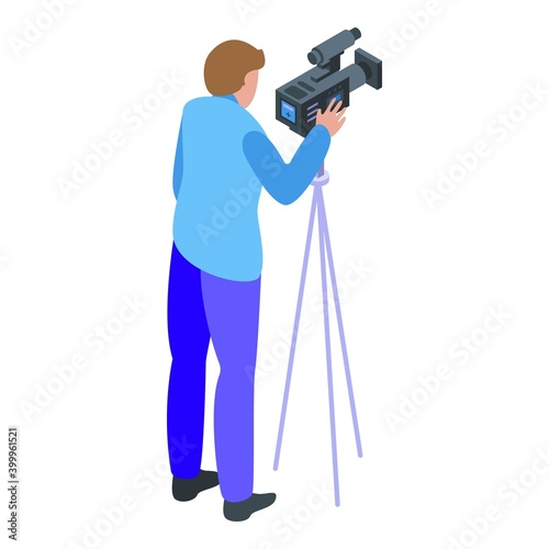 Reportage street video cameraman icon. Isometric of reportage street video cameraman vector icon for web design isolated on white background