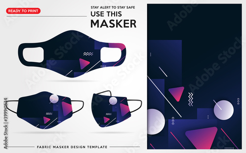 Modern Protective Mask Design Template With Abstract and Colorful Pattern. Fully Editable (Color Change, Added Logo or Text, Size and Location Adjustments). Vector Graphic Illustration.