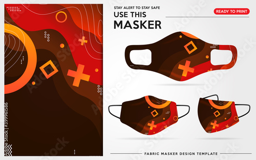 Modern Protective Mask Design Template With Abstract and Colorful Pattern. Fully Editable (Color Change, Added Logo or Text, Size and Location Adjustments). Vector Graphic Illustration.