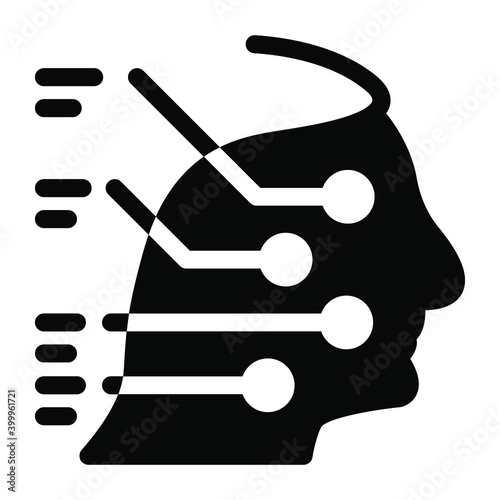 
Nodes inside brain, neurology solid icon design
