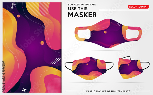 Modern Protective Mask Design Template With Abstract and Colorful Pattern. Fully Editable (Color Change, Added Logo or Text, Size and Location Adjustments). Vector Graphic Illustration.