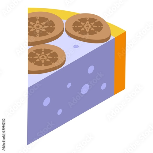 Figs cheese cake icon. Isometric of figs cheese cake vector icon for web design isolated on white background
