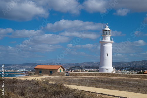 White lighthouse in Paphos, Cyprus