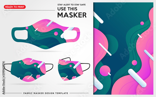 Modern Protective Mask Design Template With Abstract and Colorful Pattern. Fully Editable (Color Change, Added Logo or Text, Size and Location Adjustments). Vector Graphic Illustration.