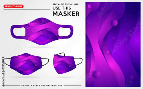 Modern Protective Mask Design Template With Abstract and Colorful Pattern. Fully Editable (Color Change, Added Logo or Text, Size and Location Adjustments). Vector Graphic Illustration.