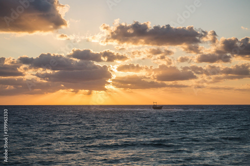 Sunset at Paphos, West coast of Cyprus. View on Mediterranean Sea. © Paulina