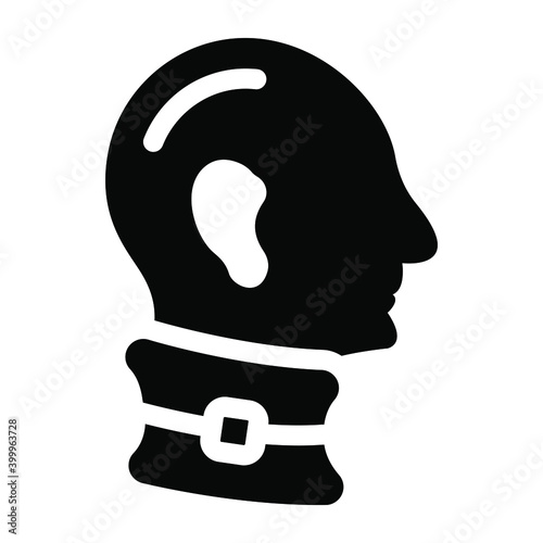 
A neck brace or cervical collar in solid icon
