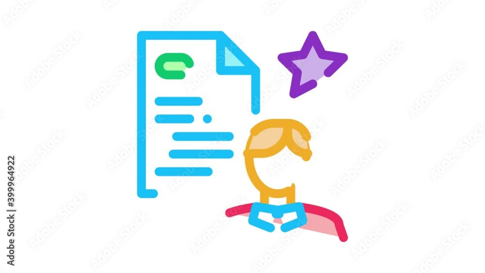 employee cv Icon Animation. color employee cv animated icon on white background