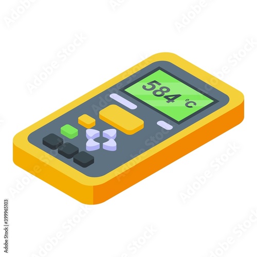 Industrial digital thermometer icon. Isometric of industrial digital thermometer vector icon for web design isolated on white background