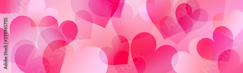 Pink Valentine's Day abstract background with hearts.