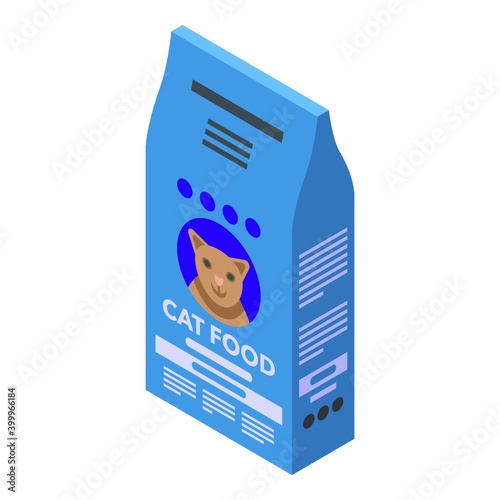 Cat feed bag icon. Isometric of cat feed bag vector icon for web design isolated on white background