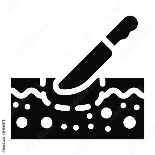 
Knife on skin, skin surgery solid icon
