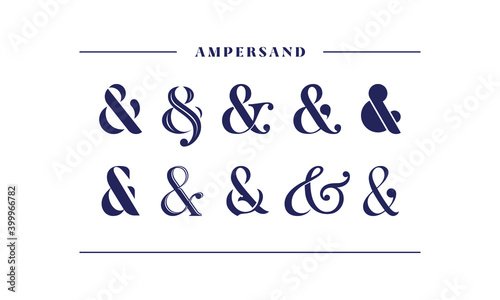 Elegant stylish ampersand, decoration for custom invitation. Sans serif decorative collection. Vector illustration graphic designs.