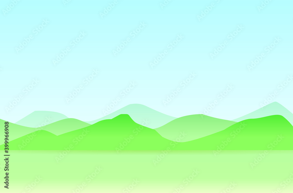シンプルな山、広野の背景イラスト