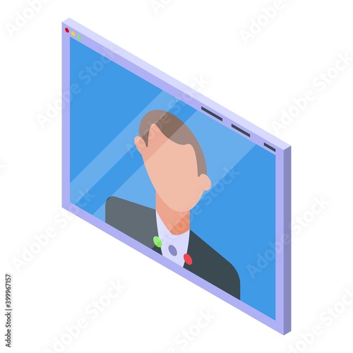 Screen meeting icon. Isometric of screen meeting vector icon for web design isolated on white background