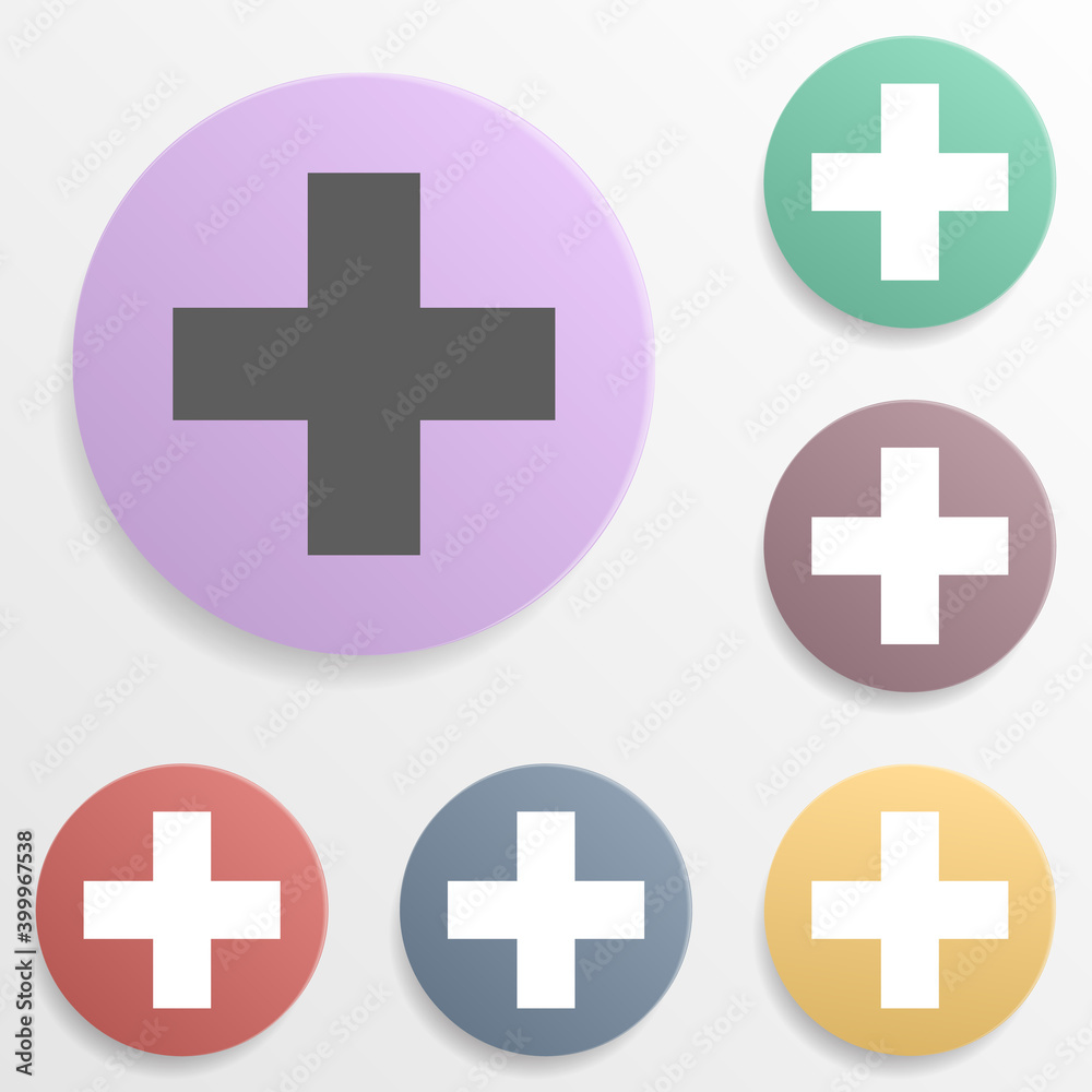 Hospital place badge color set icon. Simple glyph, flat vector of map icons for ui and ux, website or mobile application Hospital place badge color set icon. Simple glyph, flat vector of map icons for ui and ux, website or mobile application