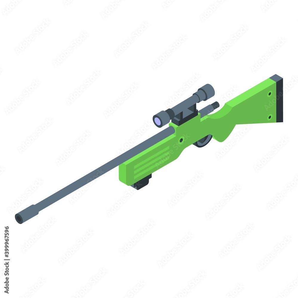 Sniper rifle icon. Isometric of sniper rifle vector icon for web design isolated on white background Sniper rifle icon. Isometric of sniper rifle vector icon for web design isolated on white background