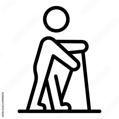 Man nordic walking icon. Outline man nordic walking vector icon for web design isolated on white background