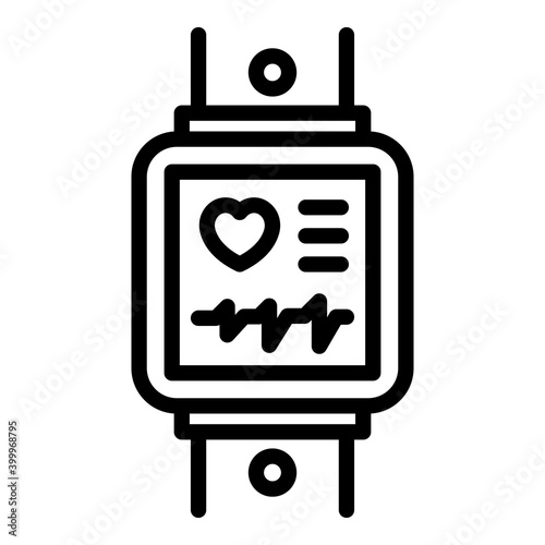 Smartwatch icon. Outline smartwatch vector icon for web design isolated on white background