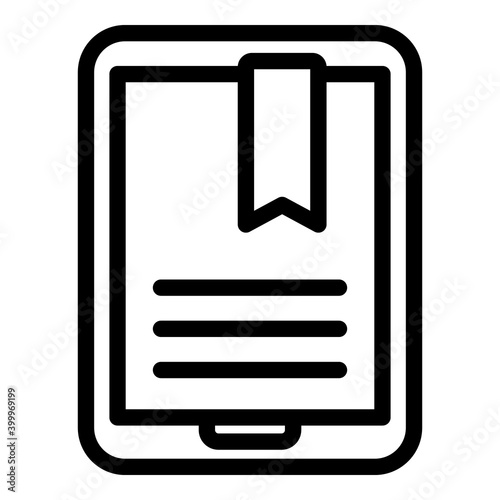 Tablet digital bookmark icon. Outline tablet digital bookmark vector icon for web design isolated on white background