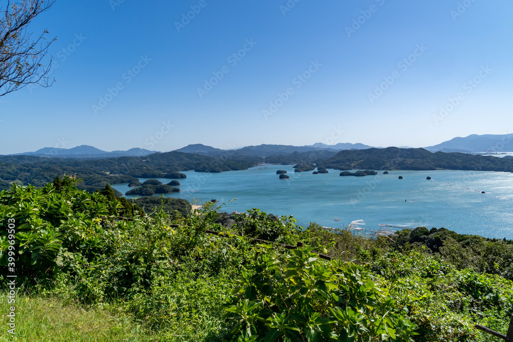 View for sea over the Mountain in Saga prefecture, JAPAN.