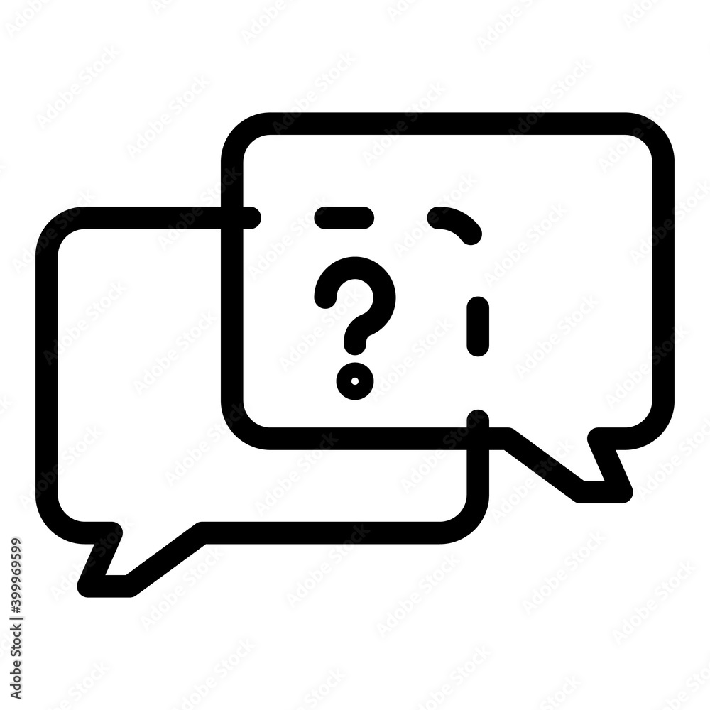 Question discussion chat icon. Outline question discussion chat vector icon for web design isolated on white background Question discussion chat icon. Outline question discussion chat vector icon for web design isolated on white background