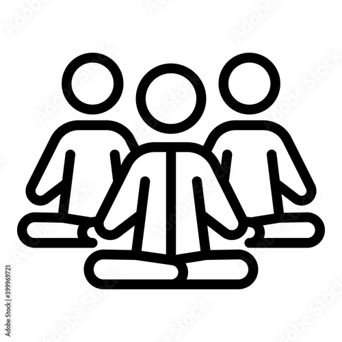 Group meditation icon. Outline group meditation vector icon for web design isolated on white background