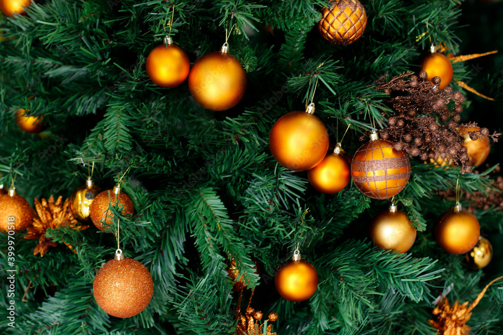 Close up of christmas tree and festive details Close up of christmas tree and festive details