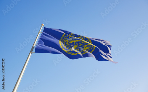 Nebraska US State Flag low angle