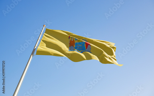 New Jersey US State Flag low angle photo