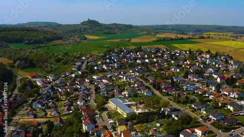 Aerial view of the city Reihen in Germany on a sunny day in early spring photo