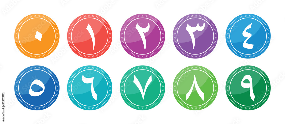 numbers in arabic. arabic numbers in circles Stock Vector | Adobe Stock