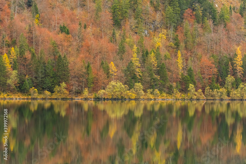 colorful idyllic autumn mood on a mountain lake