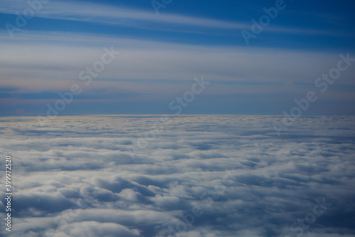 Aerial image, view from the plane, cloud ceiling