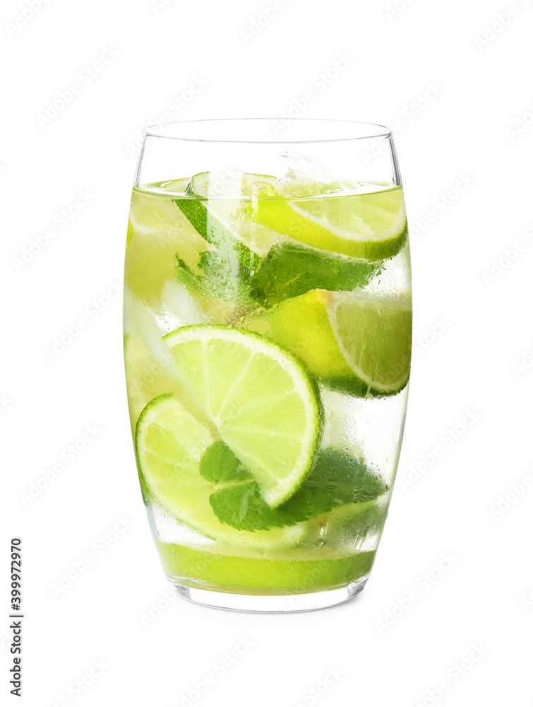 Delicious mojito in glass isolated on white Delicious mojito in glass isolated on white