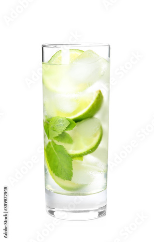 Delicious mojito in glass isolated on white