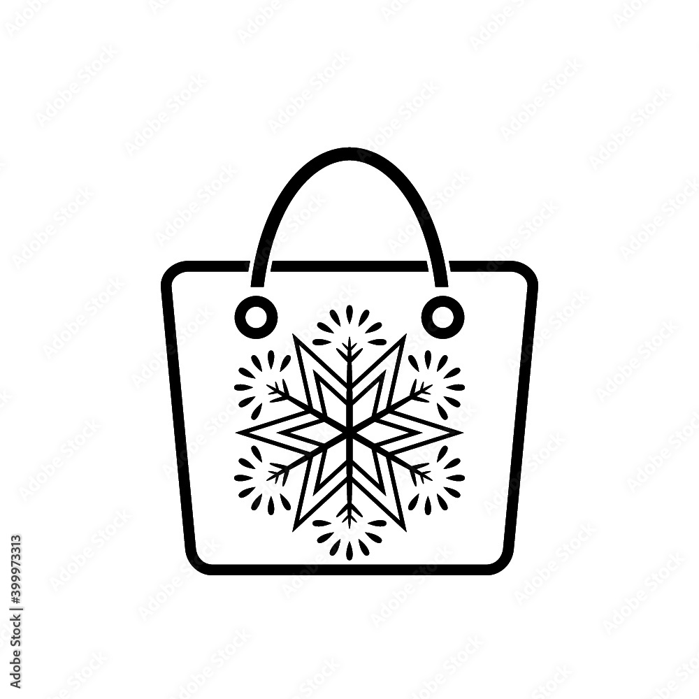 Christmas shopping bag with snowflake icon isolated on white background Christmas shopping bag with snowflake icon isolated on white background
