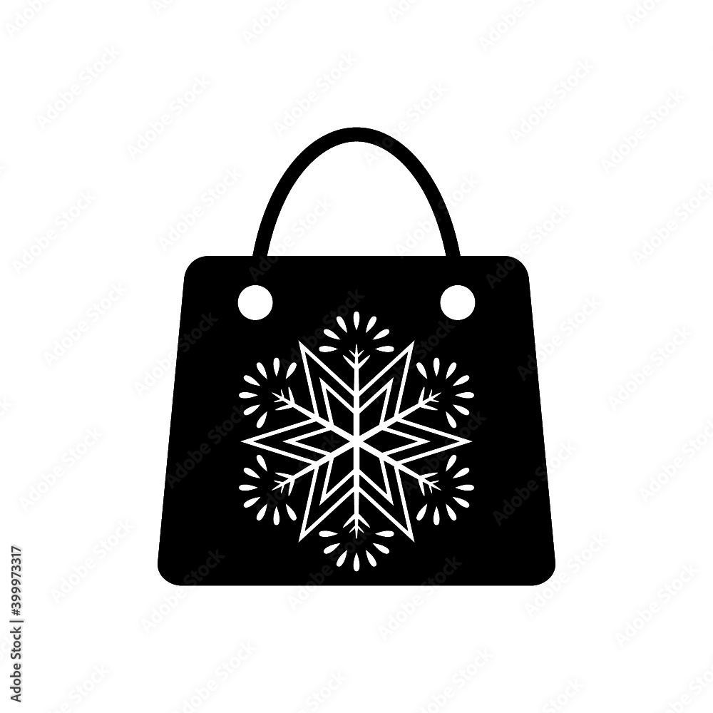 Christmas shopping bag with snowflake icon isolated on white background Christmas shopping bag with snowflake icon isolated on white background
