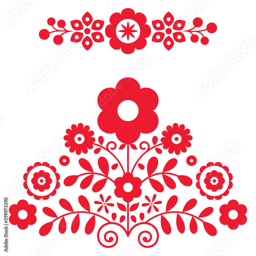 Polish folk art vector design elements inspired by floral embroidery Lachy Sadeckie from Nowy Sacz in Poland 
	