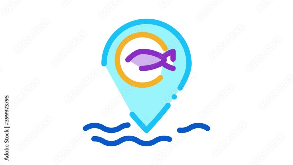 marine fish location Icon Animation. color marine fish location ...
