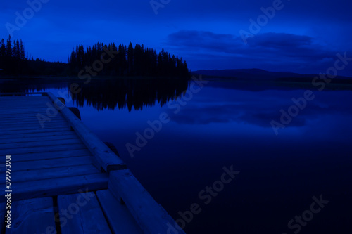 Canada blue lake at midnight