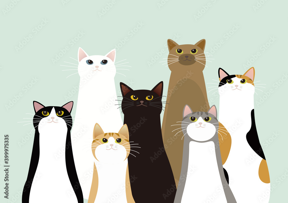 首を長くして空を見上げてキョロキョロする猫 Stock イラスト Adobe Stock