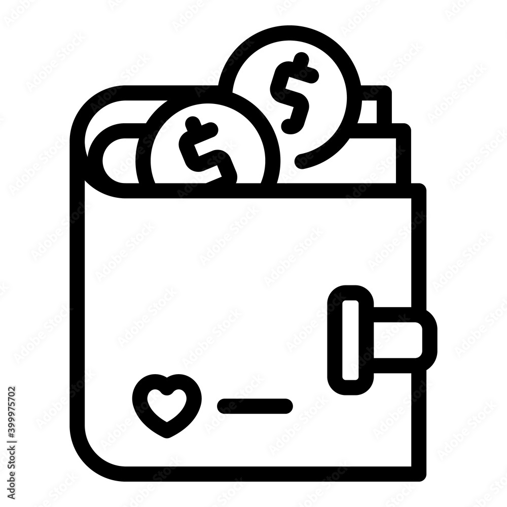 Help money charity icon. Outline help money charity vector icon for web design isolated on white background